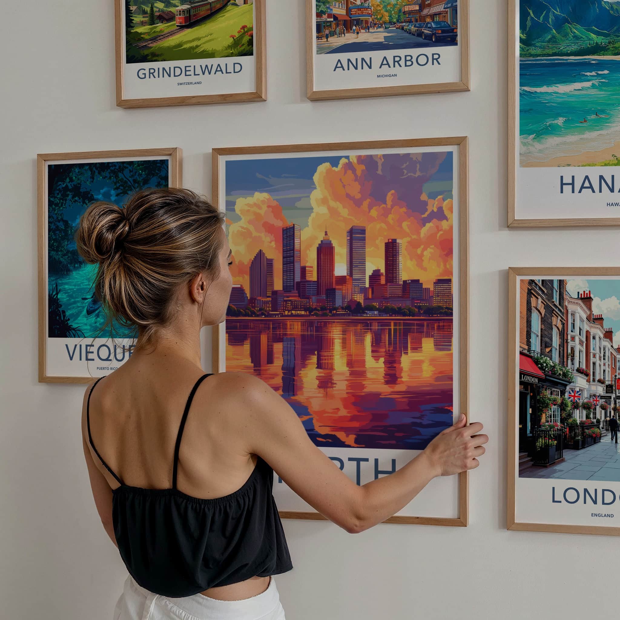 Perth Poster - Australia Travel Art - Vibrant City Reflection Home Decor