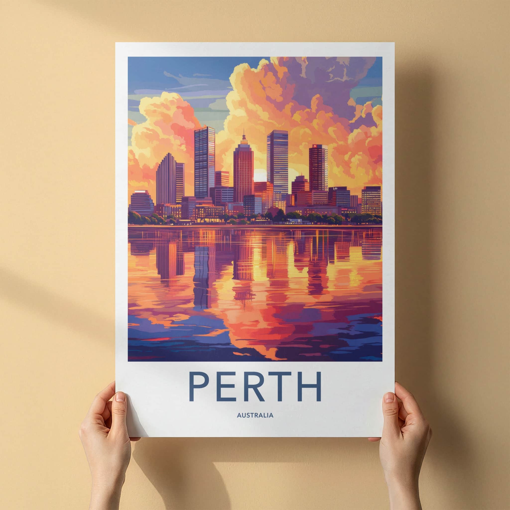 Perth Poster - Australia Travel Art - Vibrant City Reflection Home Decor
