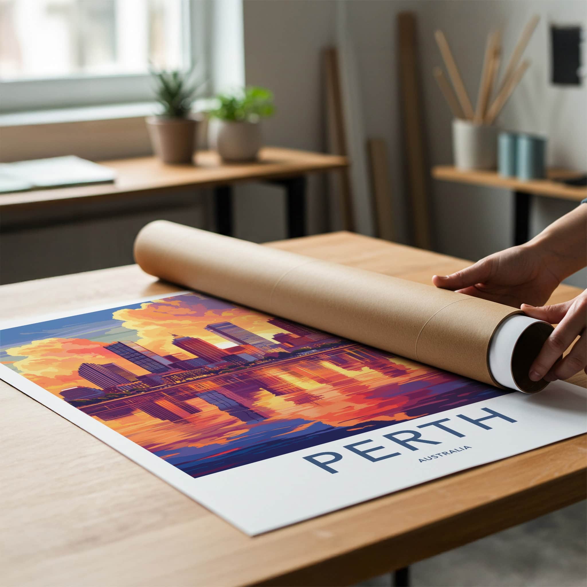 Perth Poster - Australia Travel Art - Vibrant City Reflection Home Decor