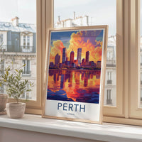 Perth Poster - Australia Travel Art - Vibrant City Reflection Home Decor