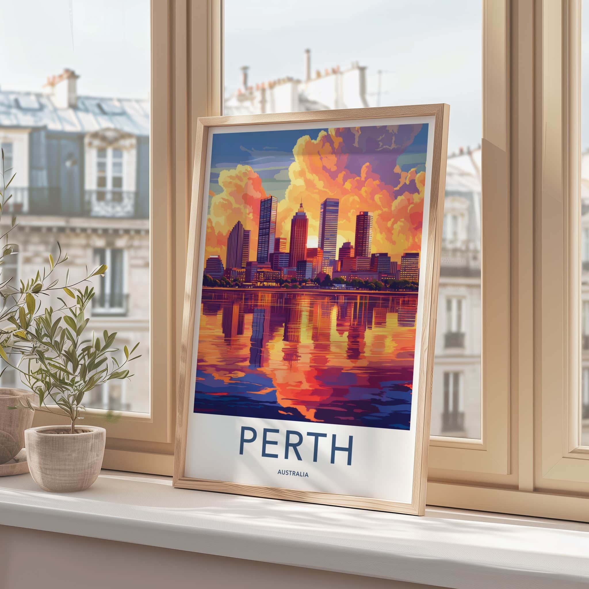 Perth Poster - Australia Travel Art - Vibrant City Reflection Home Decor
