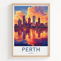 Perth Poster - Australia Travel Art - Vibrant City Reflection Home Decor