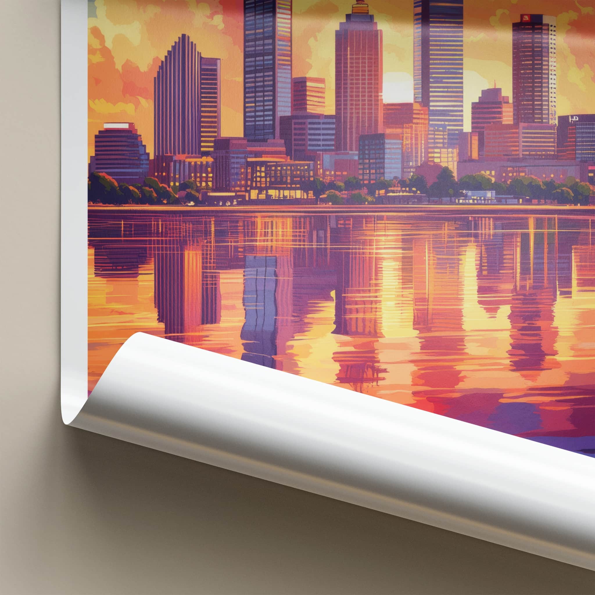 Perth Poster - Australia Travel Art - Vibrant City Reflection Home Decor