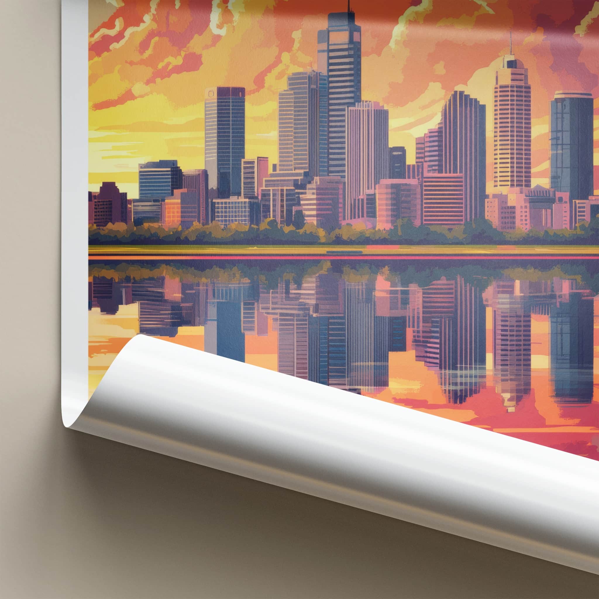 Perth Poster - Australia Travel Art - Vibrant Sunset City Home Decor