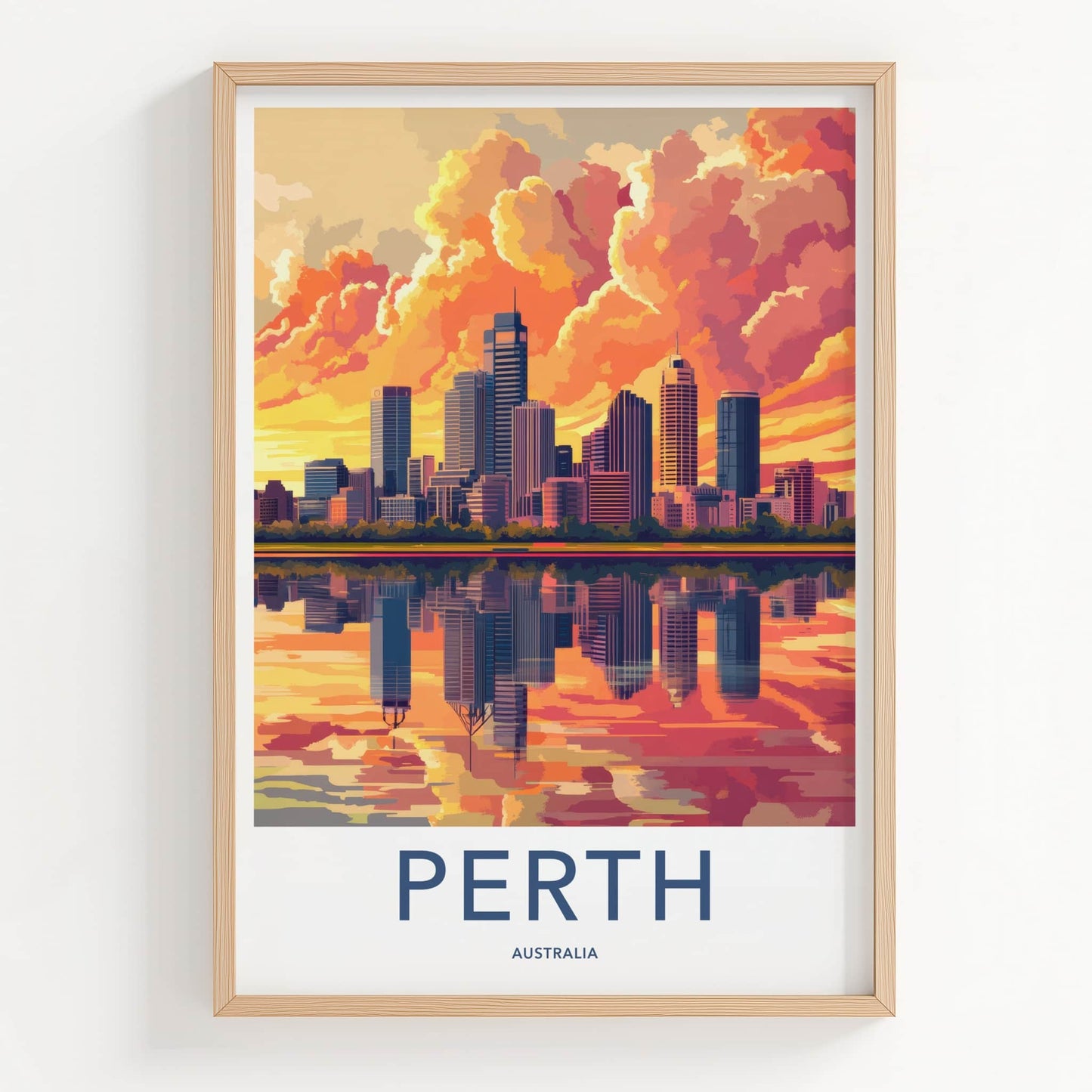 Perth Poster - Australia Travel Art - Vibrant Sunset City Home Decor