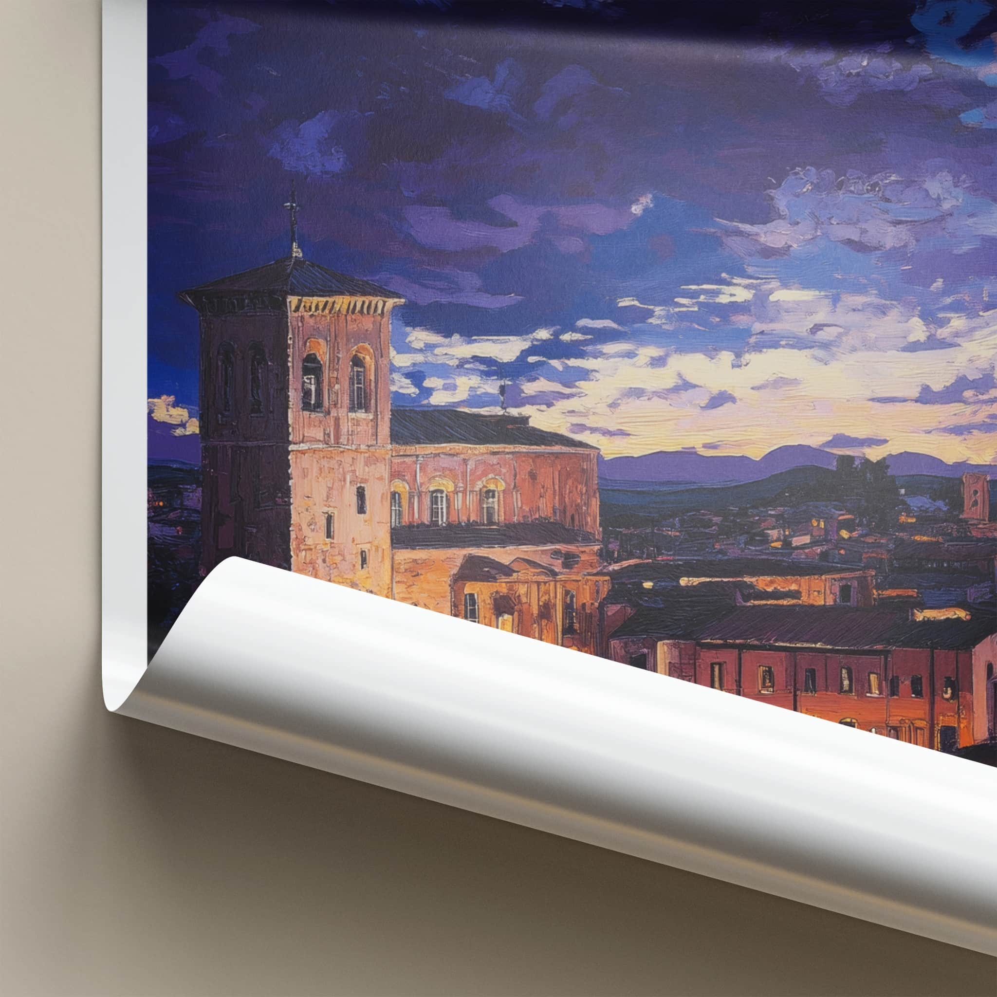 Perugia Poster - Italy Travel Art - Historic City Sunset Home Decor