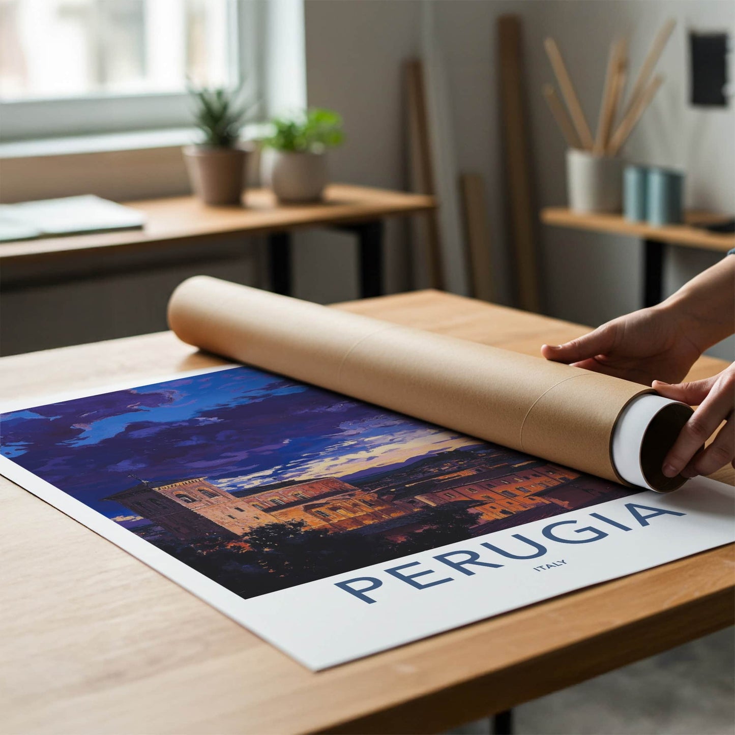 Perugia Poster - Italy Travel Art - Historic City Sunset Home Decor