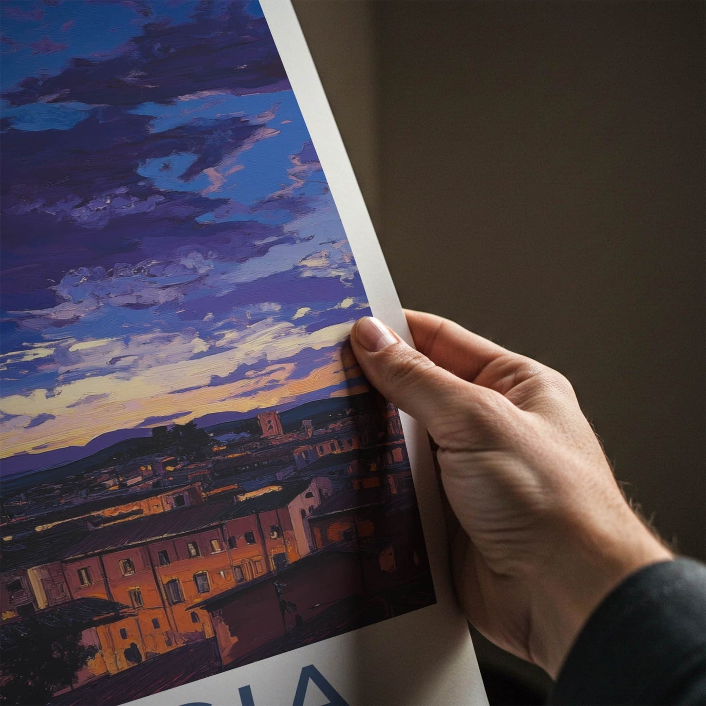 Perugia Poster - Italy Travel Art - Historic City Sunset Home Decor