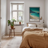 Petanoi Poster - Greece Framed Art - Turquoise Beach Cliffs Framed Decor
