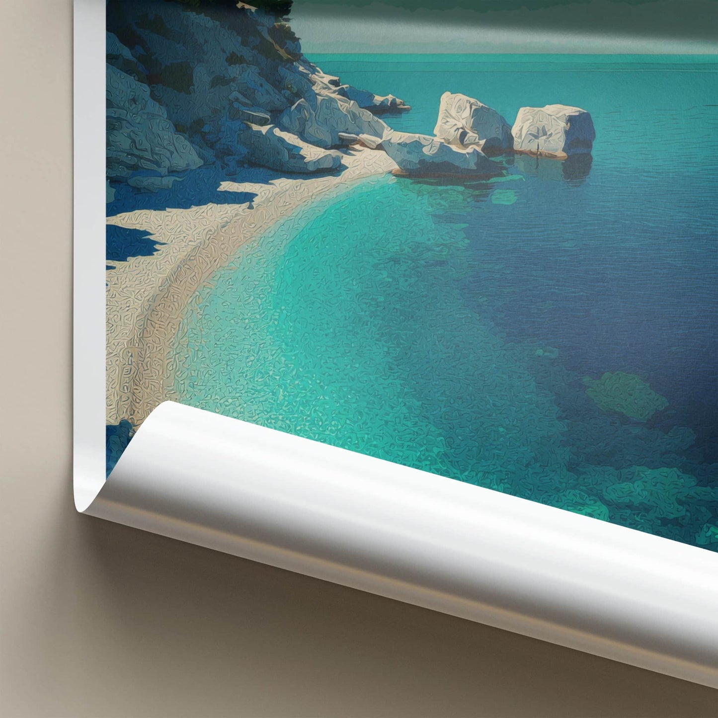 Petanoi Poster - Greece Travel Art - Rocky Beach Coast Gallery Art