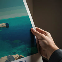 Petanoi Poster - Greece Travel Art - Rocky Beach Coast Gallery Art