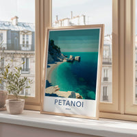 Petanoi Poster - Greece Travel Art - Rocky Beach Coast Gallery Art