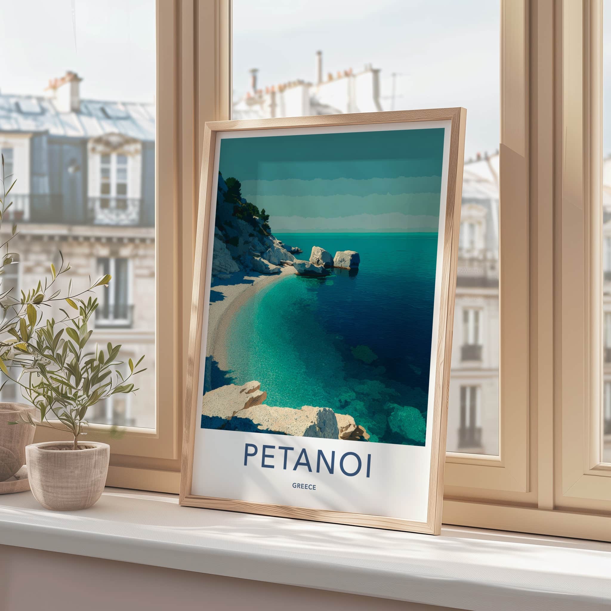Petanoi Poster - Greece Travel Art - Rocky Beach Coast Gallery Art