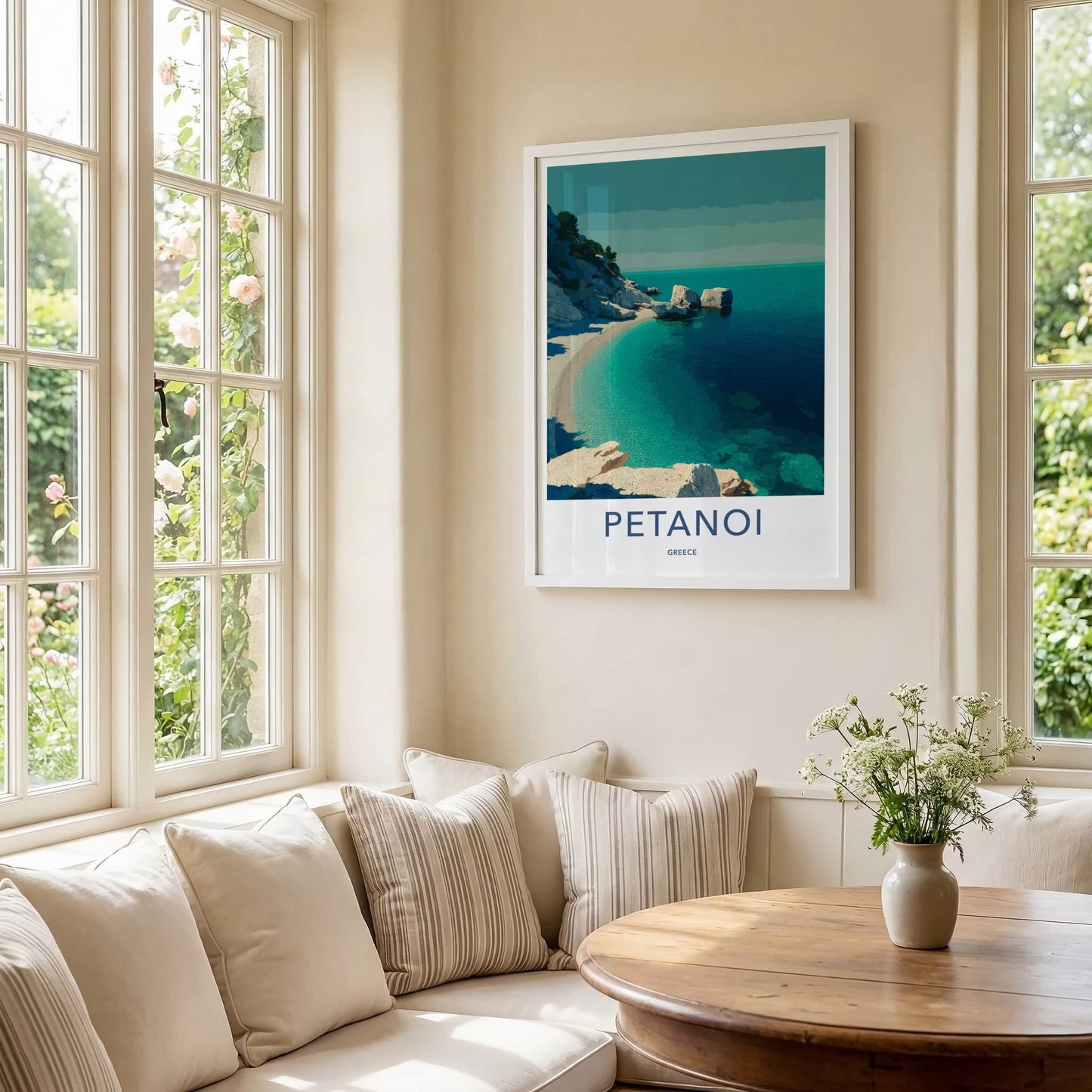 Petanoi Poster - Greece Travel Art - Rocky Beach Coast Gallery Art