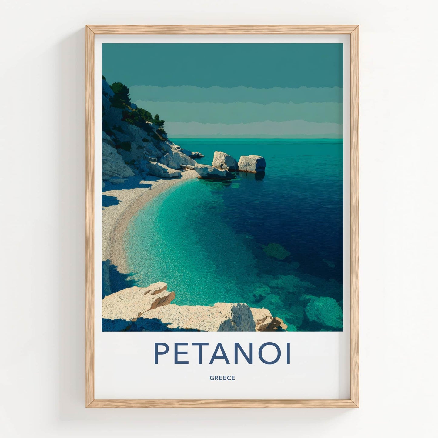 Petanoi Poster - Greece Travel Art - Rocky Beach Coast Gallery Art