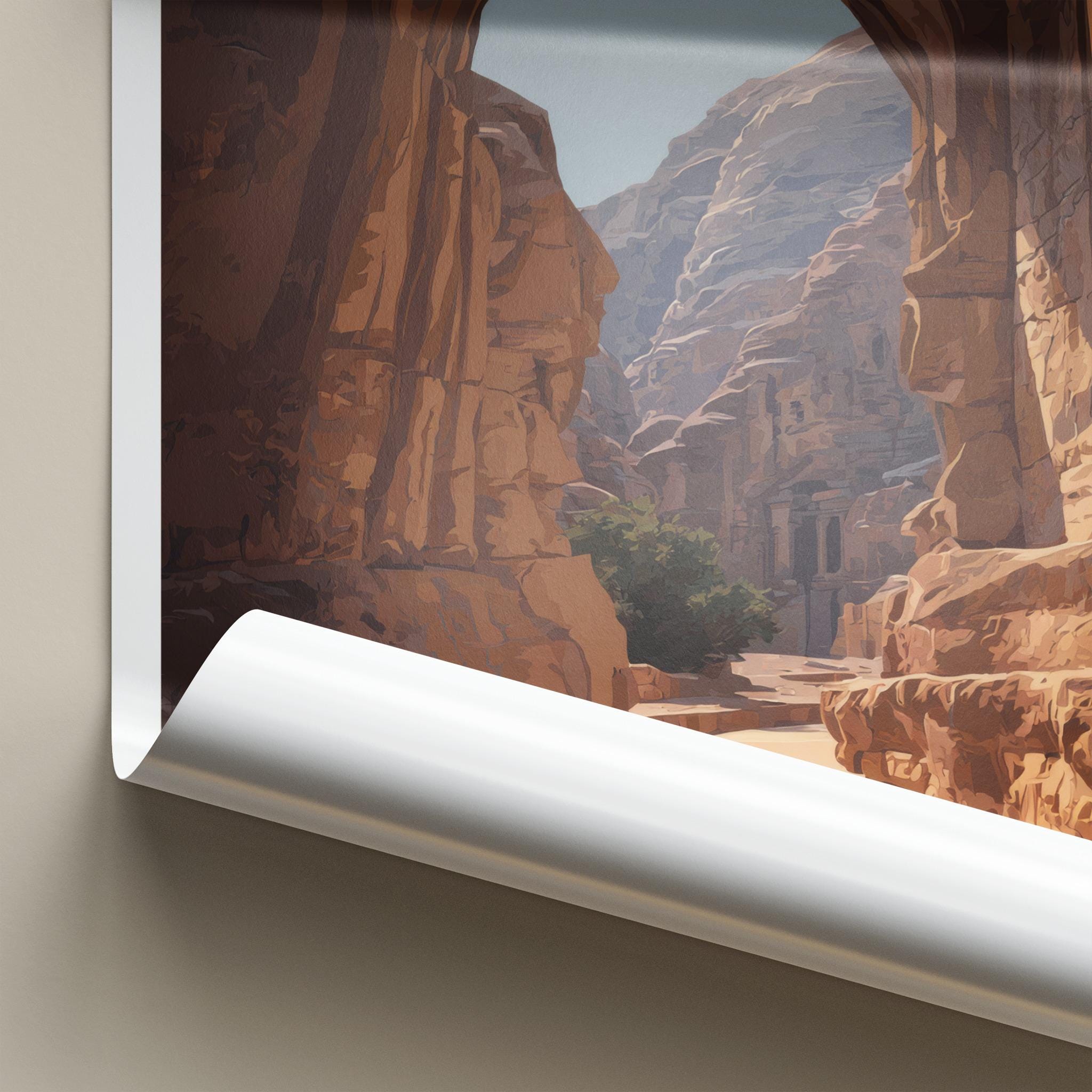 Petra Poster - Jordan Framed Print - Ancient Canyon Path Lounge Decor
