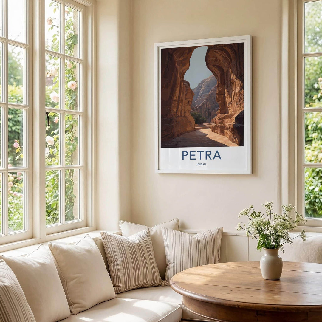 Petra Poster - Jordan Framed Print - Ancient Canyon Path Lounge Decor