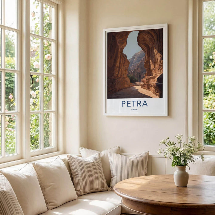Petra Poster - Jordan Framed Print - Ancient Canyon Path Lounge Decor