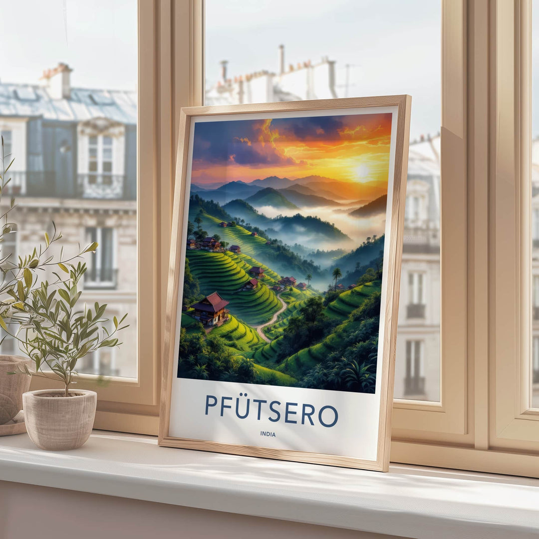 Pfutsero Poster - India Travel Art - Terraced Fields Village Home Decor
