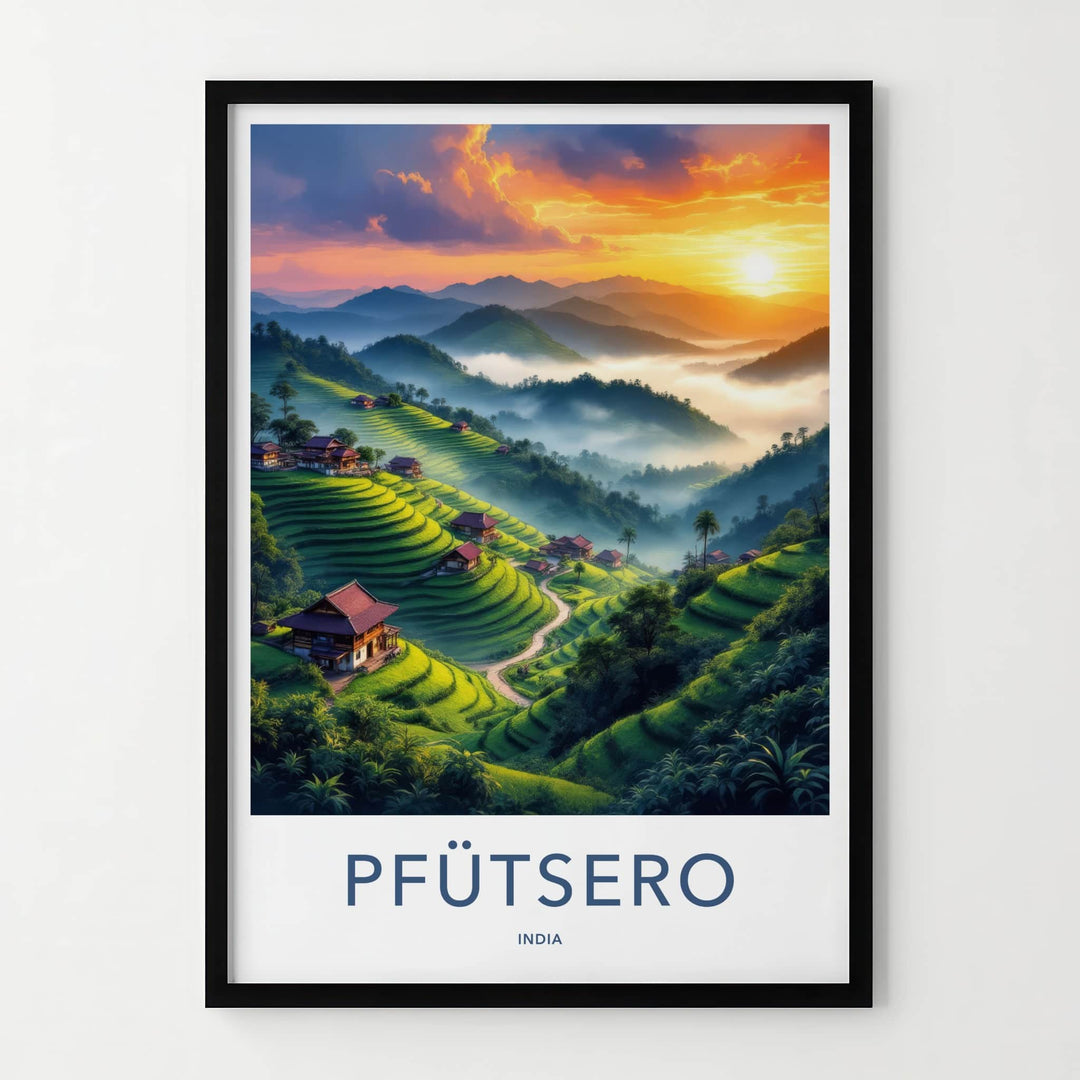 Pfutsero Poster - India Travel Art - Terraced Fields Village Home Decor