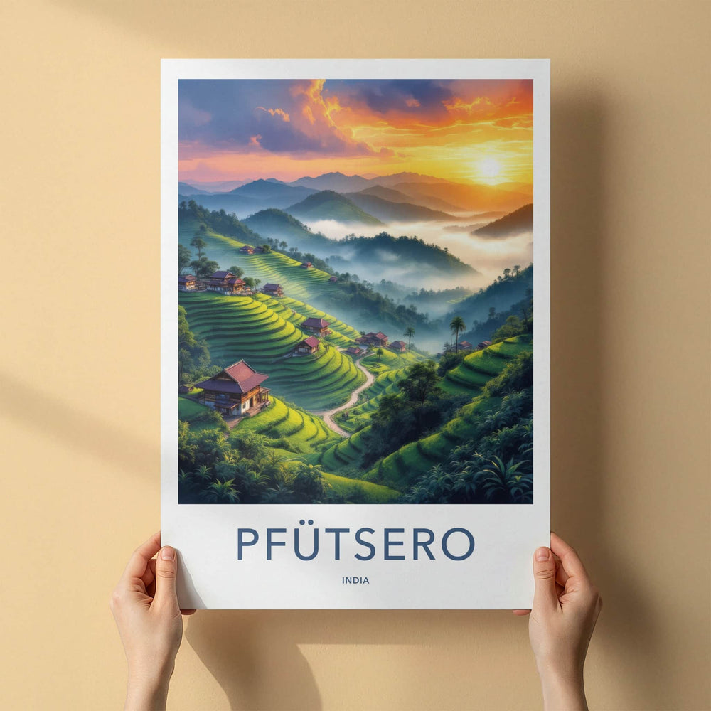 Pfutsero Poster - India Travel Art - Terraced Fields Village Home Decor