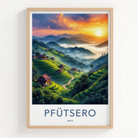 Pfutsero Poster - India Travel Art - Terraced Fields Village Home Decor