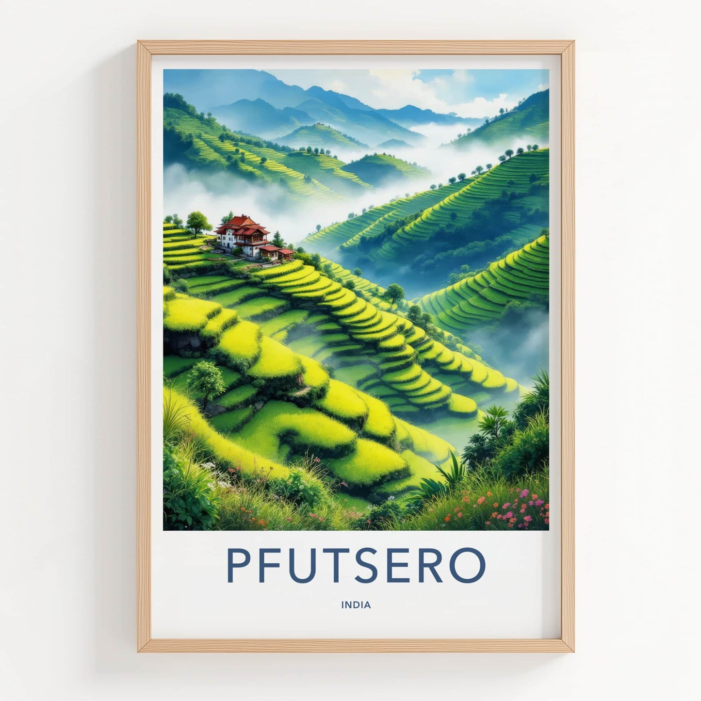 Pfutsero Poster - India Wall Art - Nagaland Misty Green Terraces Home Decor