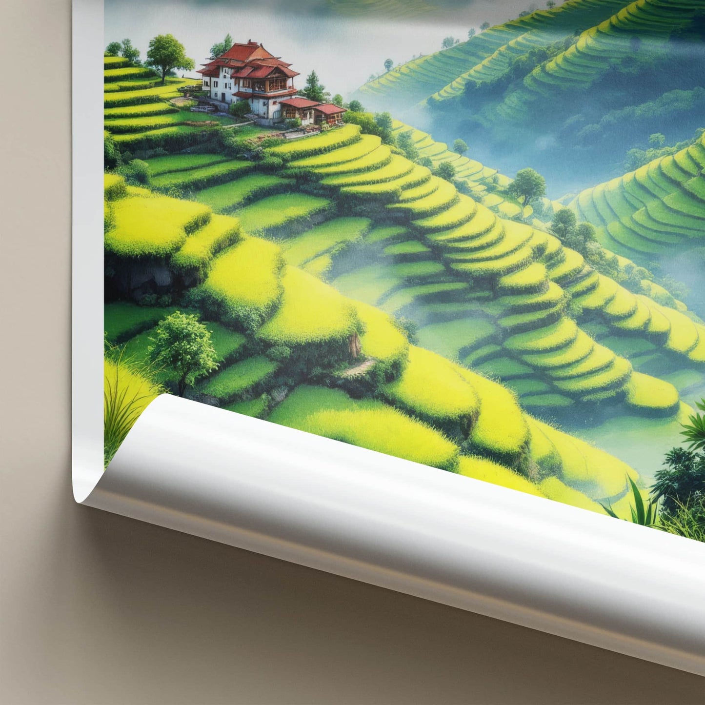 Pfutsero Poster - India Wall Art - Nagaland Misty Green Terraces Home Decor