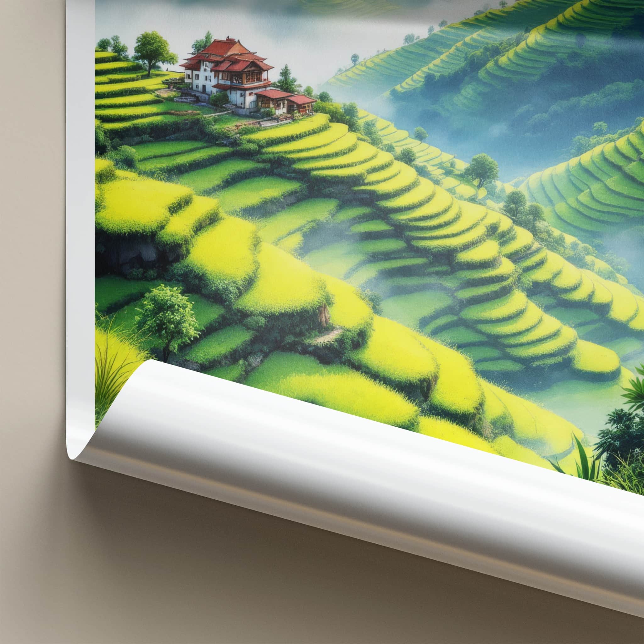 Pfutsero Poster - India Wall Art - Nagaland Misty Green Terraces Home Decor