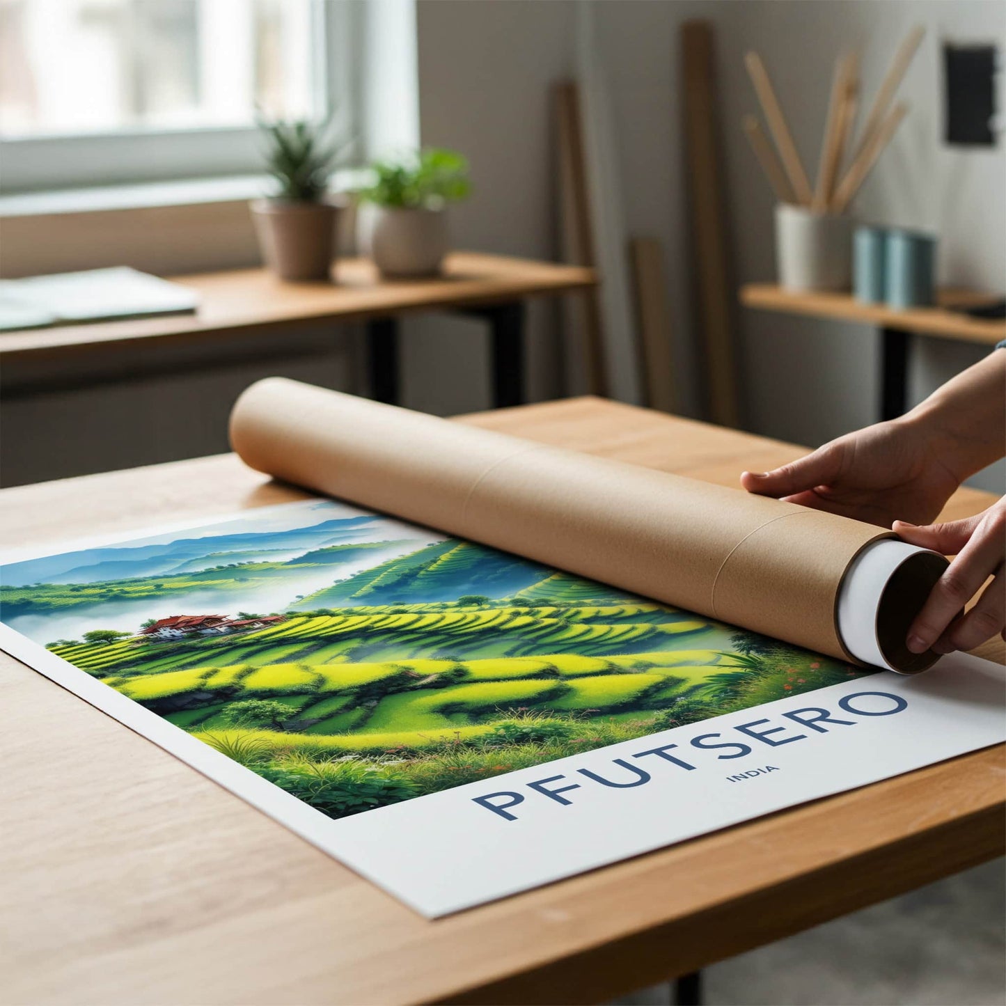 Pfutsero Poster - India Wall Art - Nagaland Misty Green Terraces Home Decor