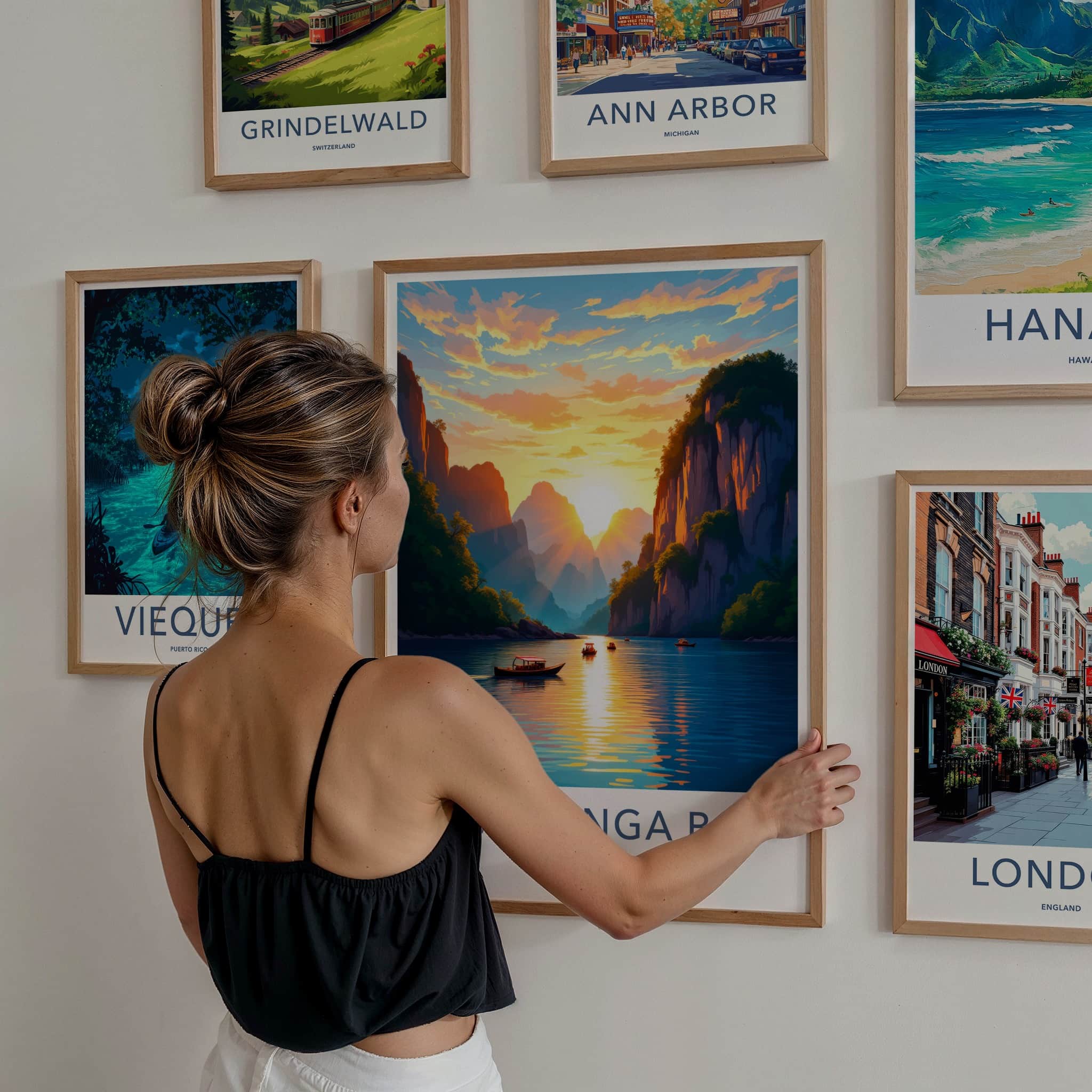 Phang Nga Bay Poster - Thailand Travel Art - Golden Sunset Waters Home Decor