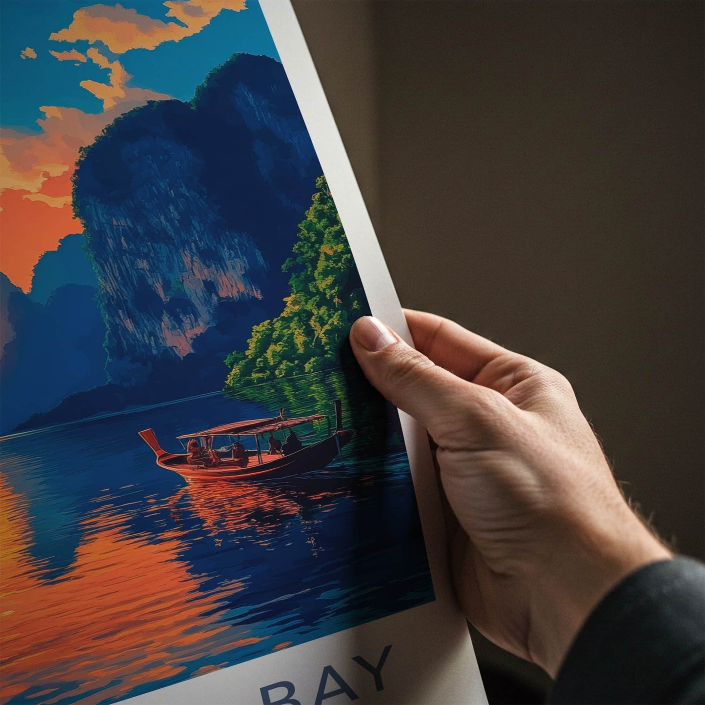 Phang Nga Bay Poster - Thailand Wall Art - Tropical Island Sunset Gift