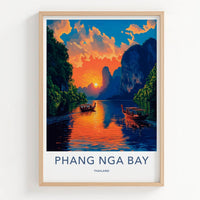 Phang Nga Bay Poster - Thailand Wall Art - Tropical Island Sunset Gift