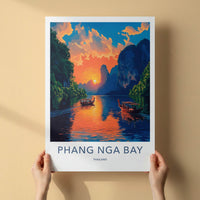 Phang Nga Bay Poster - Thailand Wall Art - Tropical Island Sunset Gift
