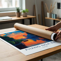 Phang Nga Bay Poster - Thailand Wall Art - Tropical Island Sunset Gift