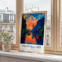 Phang Nga Bay Poster - Thailand Wall Art - Tropical Island Sunset Gift