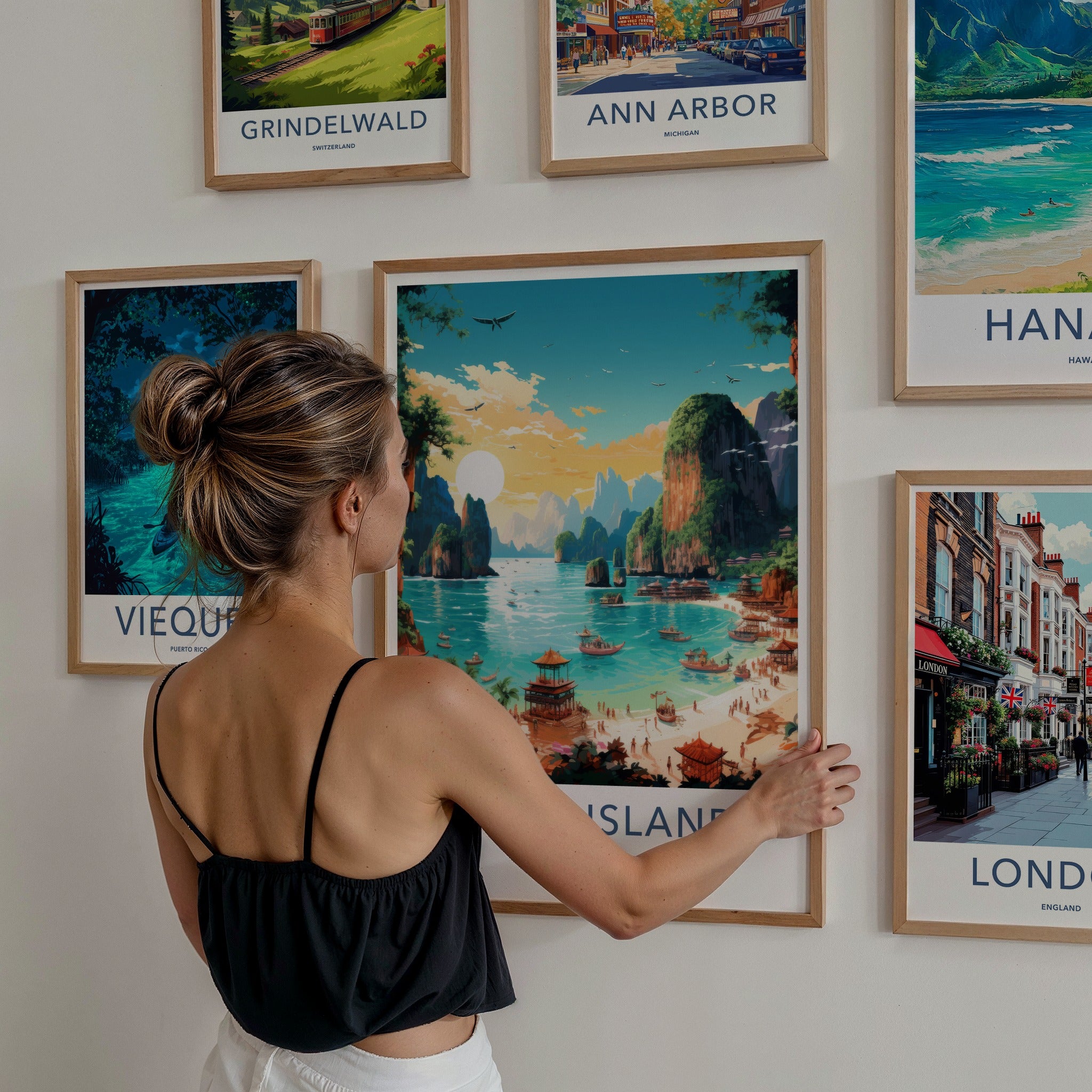 Phi Phi Islands Poster - Thailand Travel Art - Tropical Beach Scene Home Decor