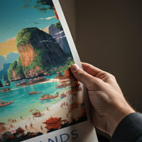Phi Phi Islands Poster - Thailand Travel Art - Tropical Beach Scene Home Decor