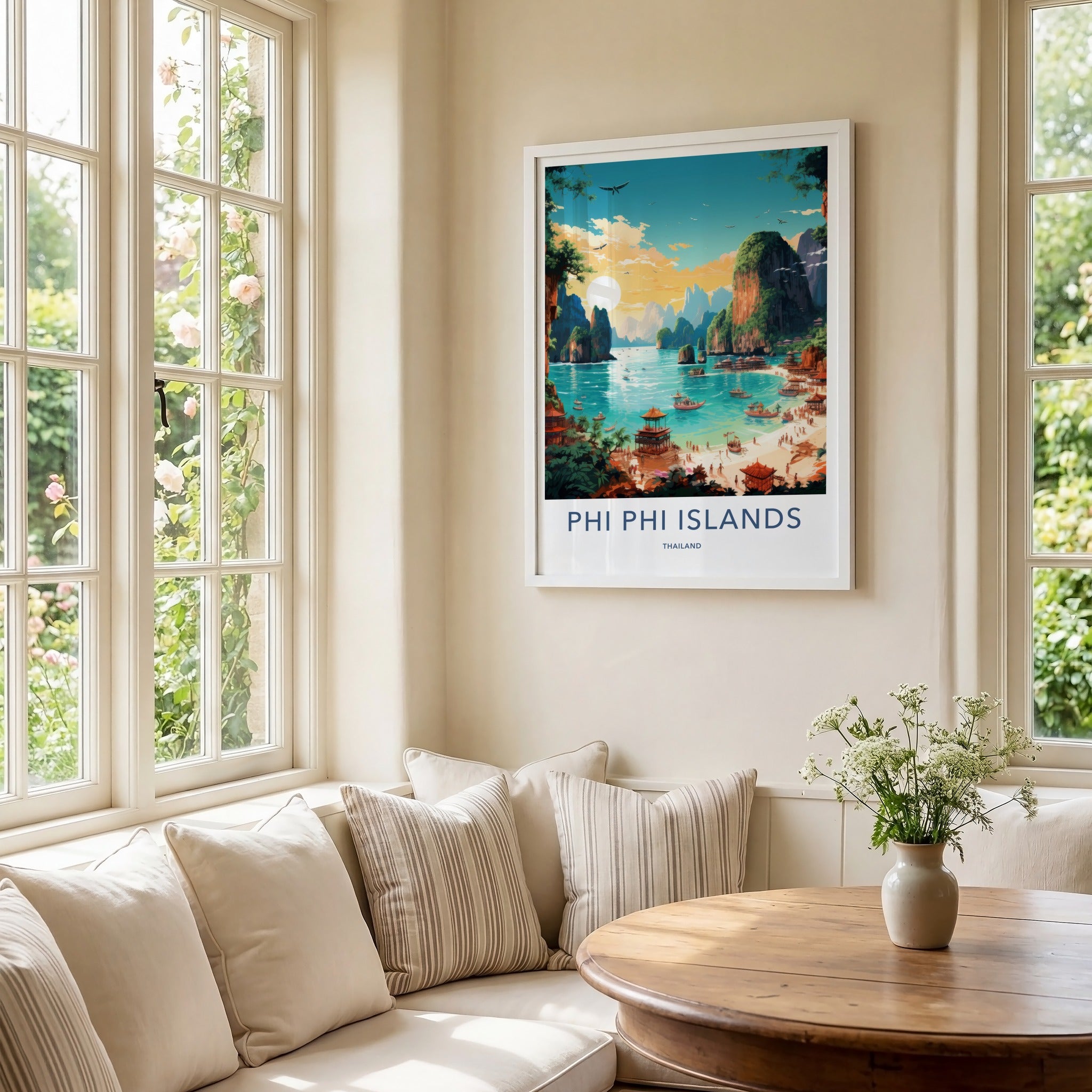 Phi Phi Islands Poster - Thailand Travel Art - Tropical Beach Scene Home Decor