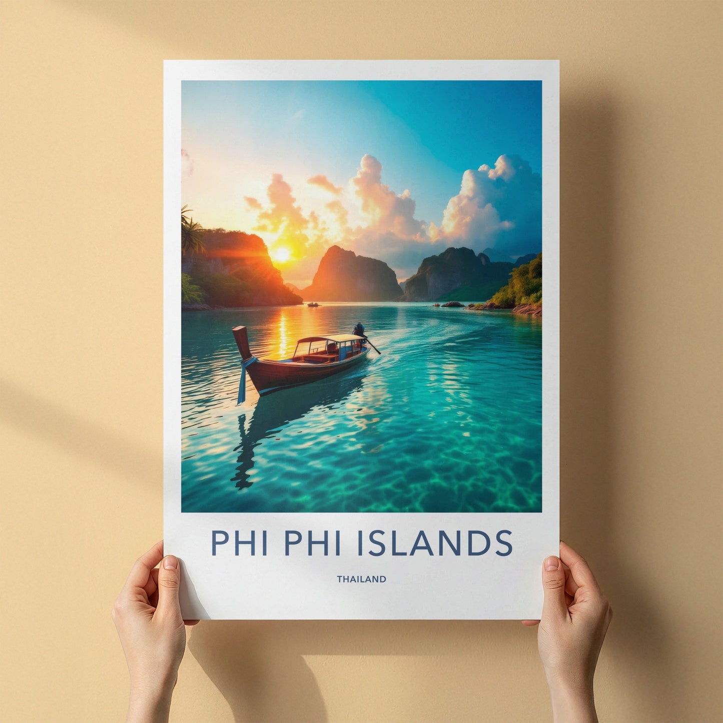 Phi Phi Islands Poster - Thailand Travel Art - Tropical Island Sunset Wall Decor