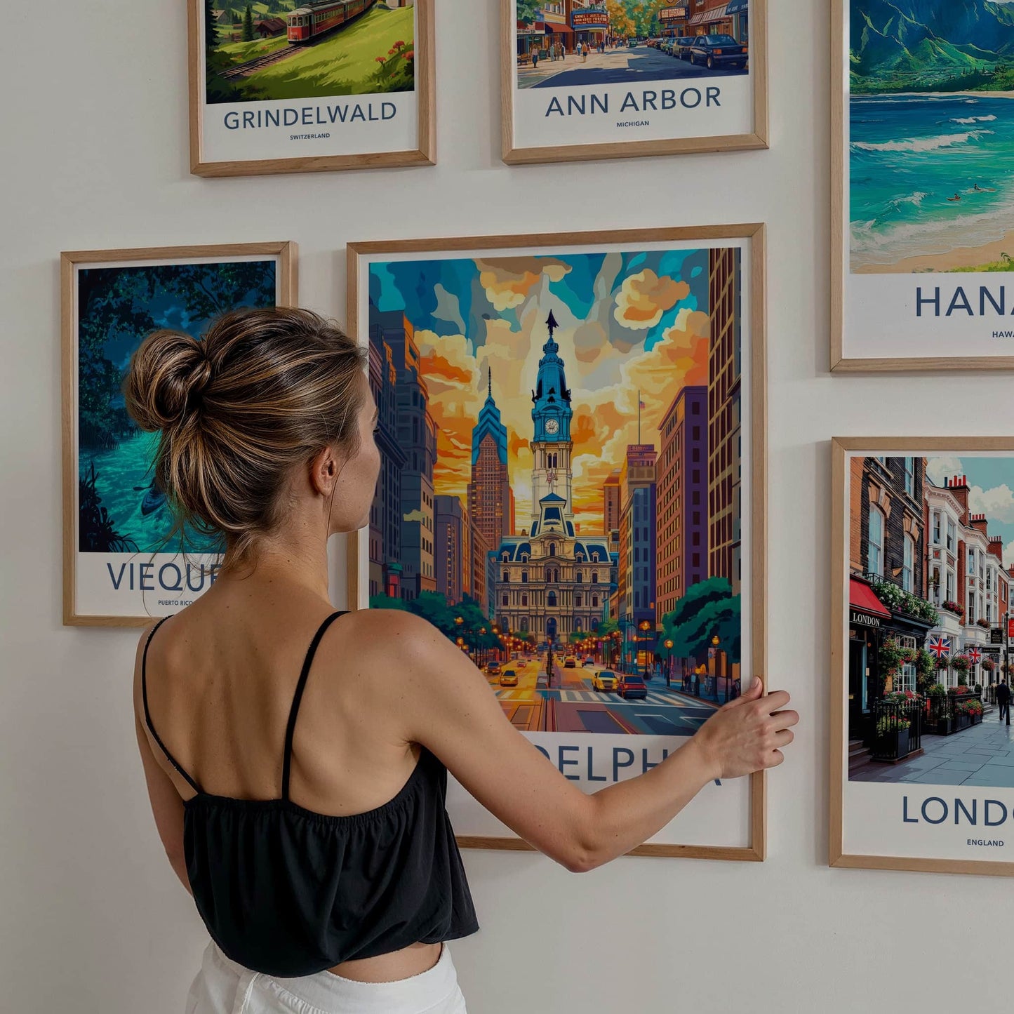 Philadelphia Poster - Pennsylvania Travel Art - Iconic Building Sunset Home Decor
