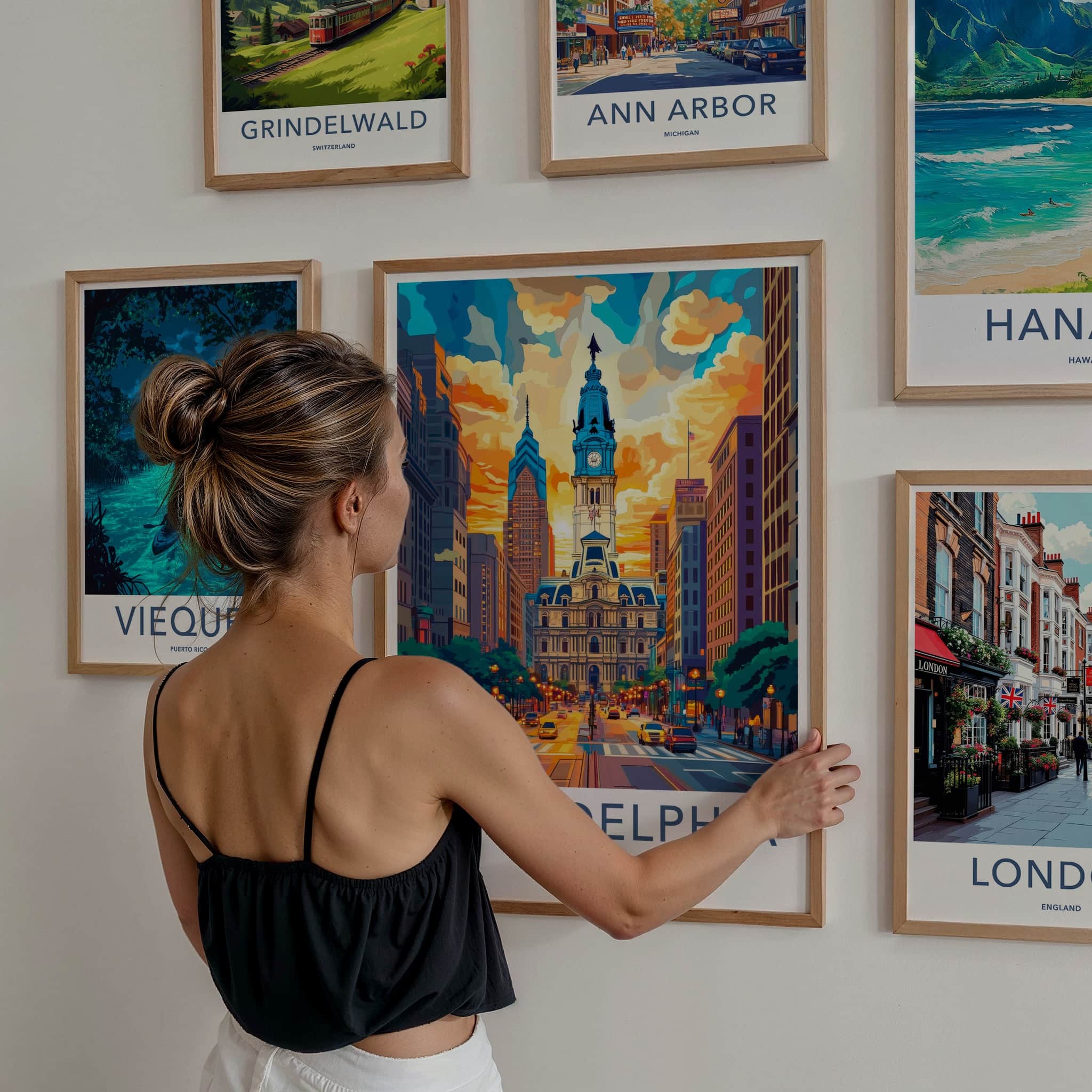 Philadelphia Poster - Pennsylvania Travel Art - Iconic Building Sunset Home Decor