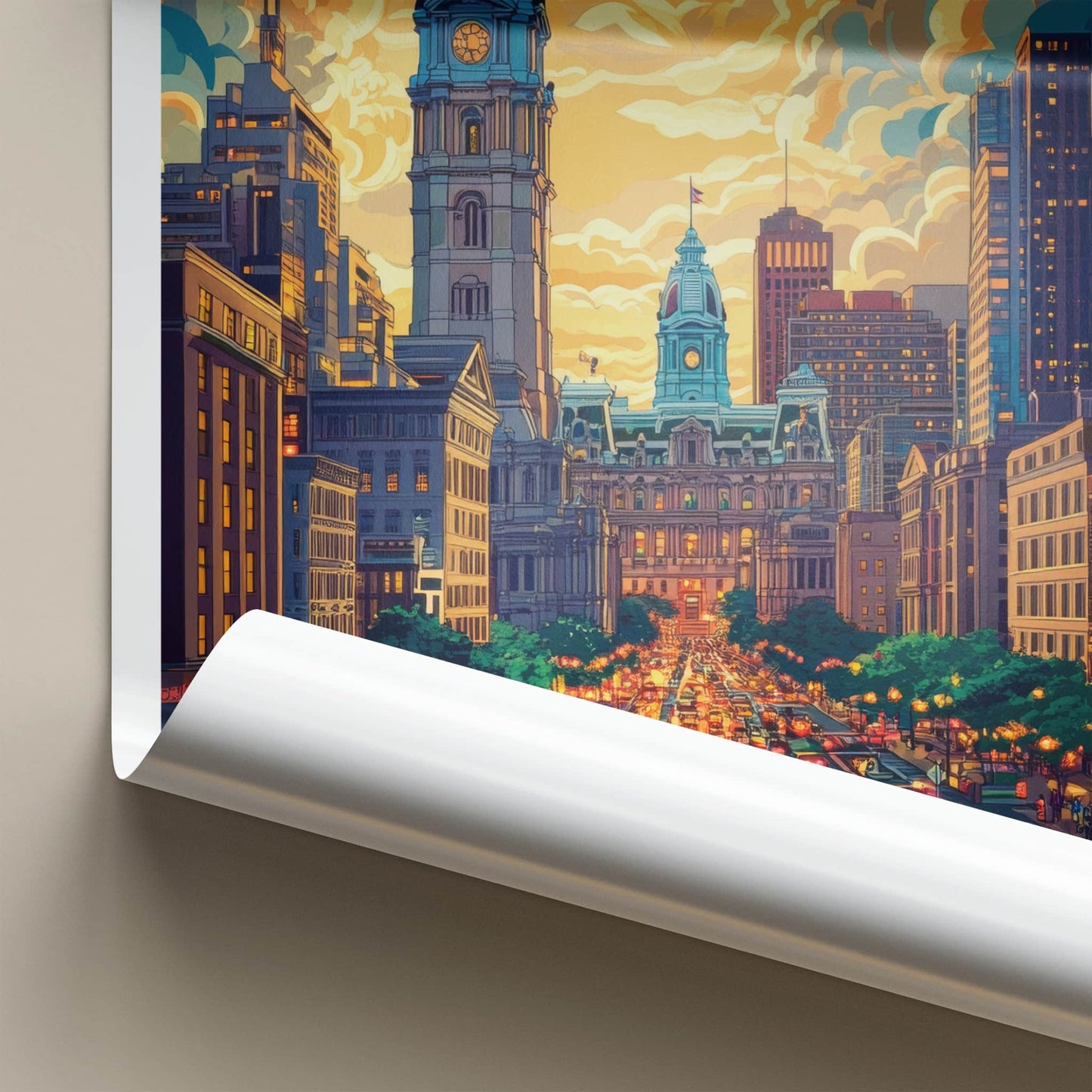 Philadelphia Poster - Pennsylvania Travel Art - Vibrant Skyline Dusk Gallery Art