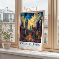 Philadelphia Poster - Pennsylvania Travel Art - Vibrant Skyline Dusk Gallery Art