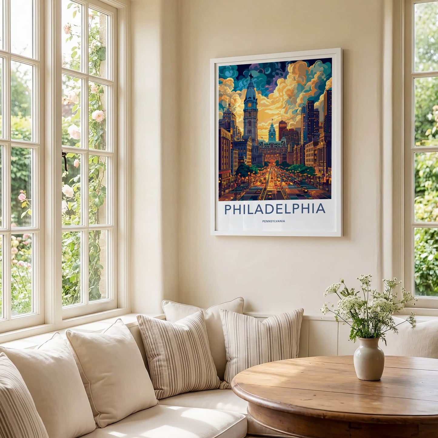 Philadelphia Poster - Pennsylvania Travel Art - Vibrant Skyline Dusk Gallery Art