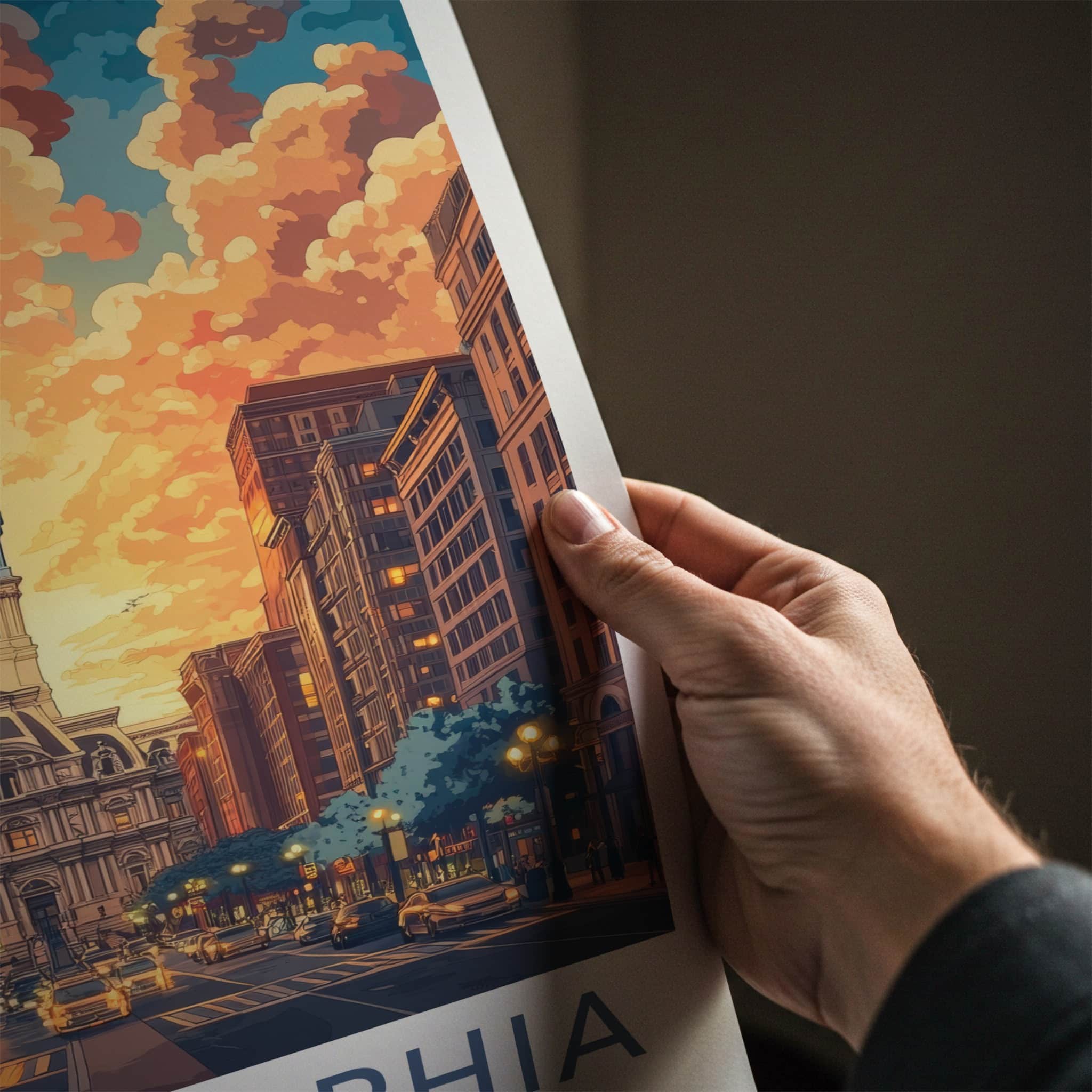 Philadelphia Poster - Pennsylvania Travel Art - Vibrant Sunset Cityscape Home Decor