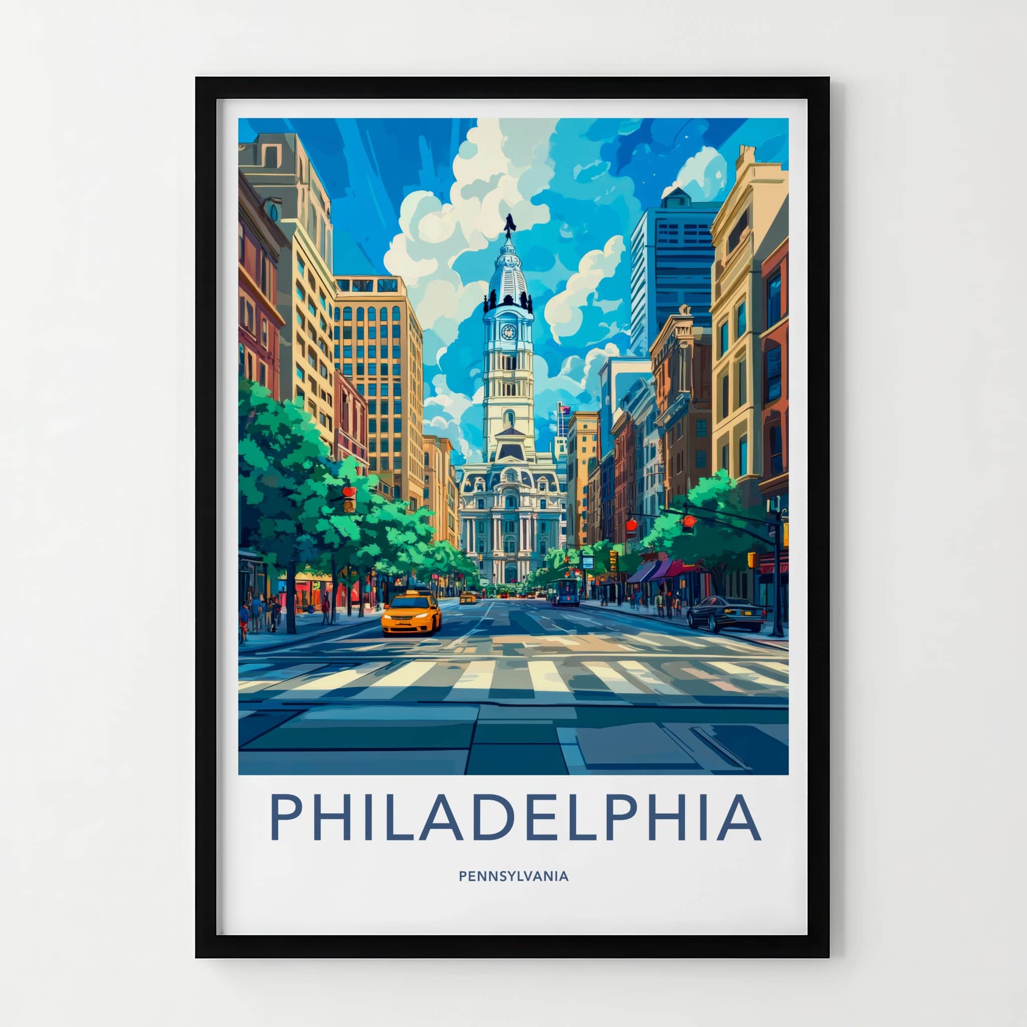 Philadelphia Poster - Pennsylvania Wall Art - Iconic City Hall Street Home Decor