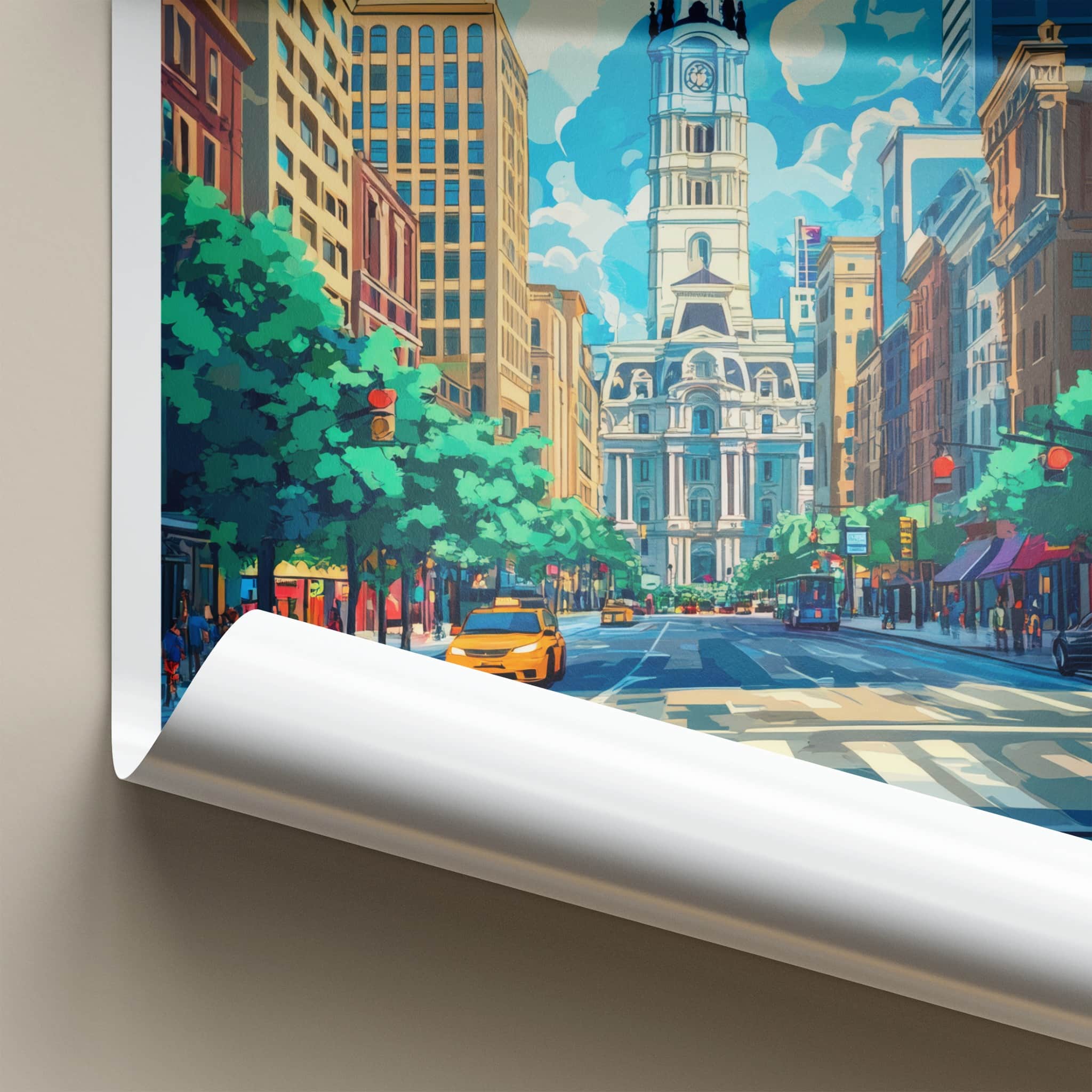 Philadelphia Poster - Pennsylvania Wall Art - Iconic City Hall Street Home Decor