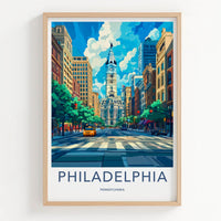 Philadelphia Poster - Pennsylvania Wall Art - Iconic City Hall Street Home Decor