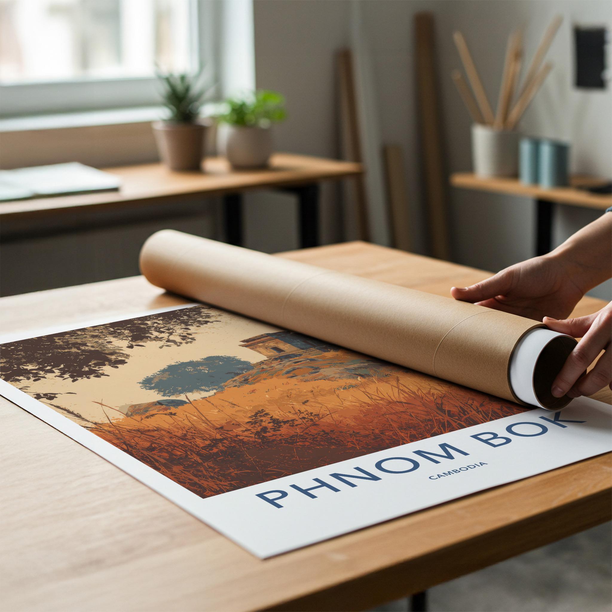 Phnom Bok Poster - Cambodia Travel Art - Ancient Temple Structure Home Decor
